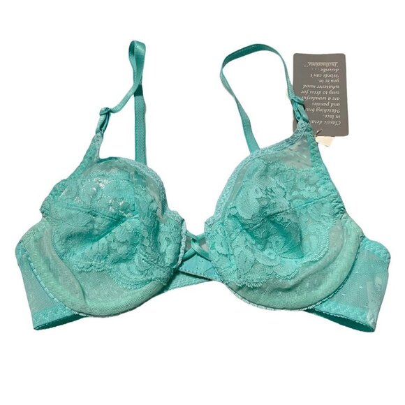 Inclinations Vintage Women's NWT Dead Stock Mint Green Lace Underwire Bra Sz 34B - Picture 1 of 8